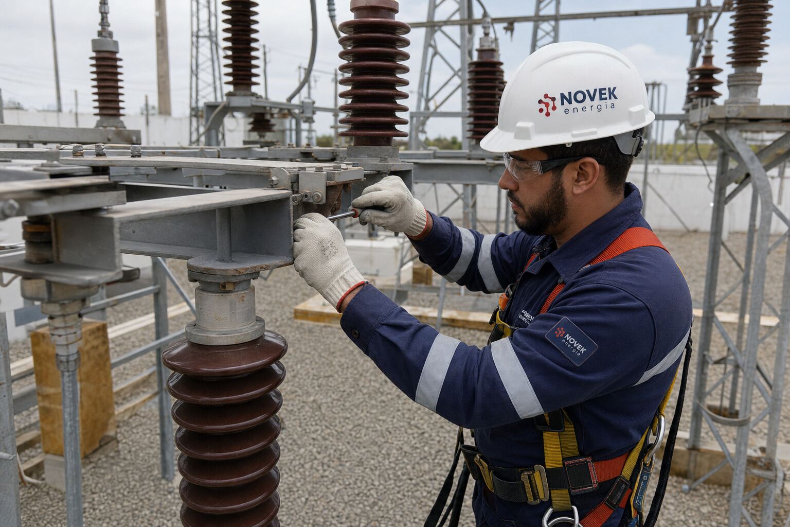 Técnico Novek em manutenção de subestação industrial